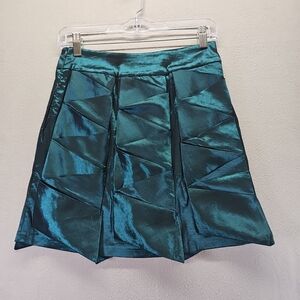 Daisy Teal Satin Skirt W/ Pockets Size M